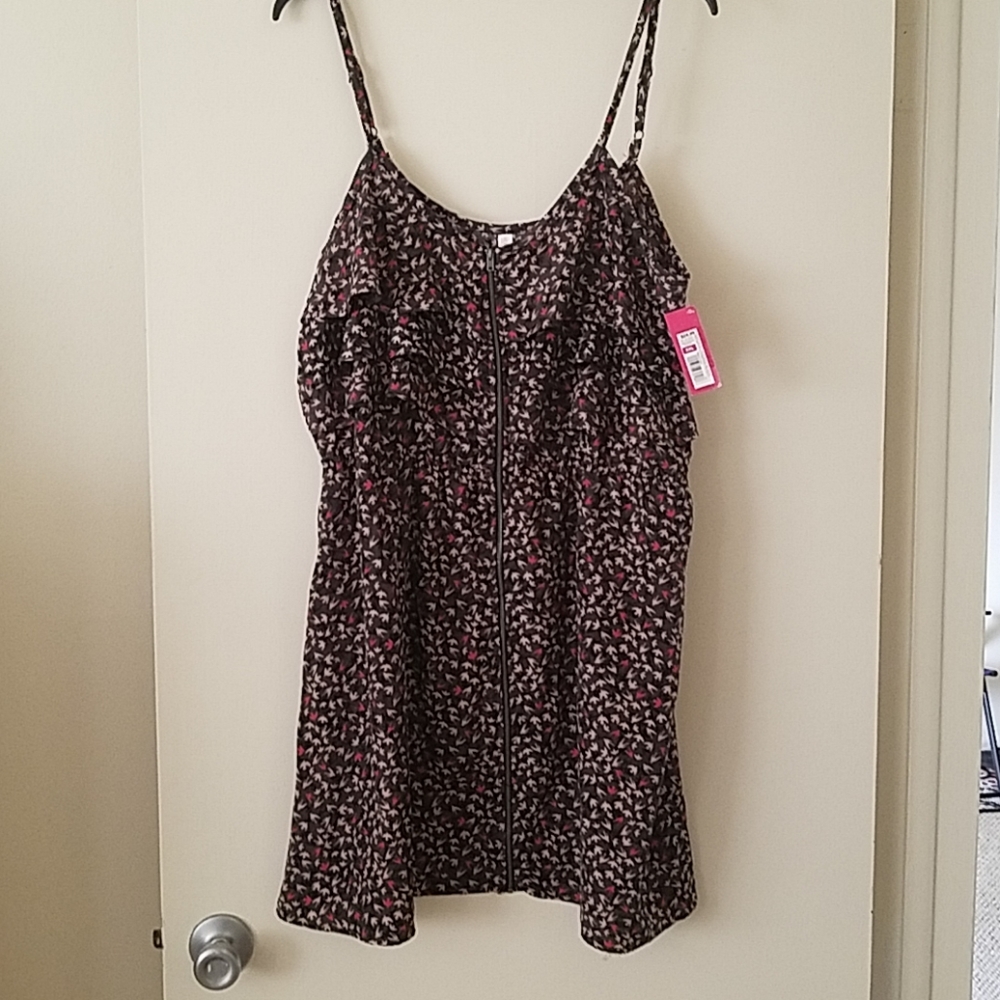 Xhilaration dress with birds, zipper up the front